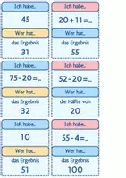 Vorschau - Spiele - Ich habe... Wer hat...? - Addition und Subtraktion im Zahlenraum bis 100 - Seite 1