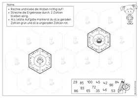 Vorschau - Arbeitsblätter - ZR100 Bienenwaben Additionen, Rechnen u. Kleben, mit u. oh. ZÜ - Seite 3