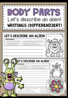 Vorschau - Arbeitsblätter - BODY PARTS - Writing (Let's describe an alien!) - 10 verschiedene Aliens (2-fach differenziert) - Deckblatt