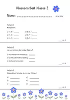 Vorschau - Klassenarbeiten - KA_Mathe_Klasse 3 - Deckblatt