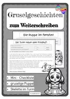 Vorschau - Arbeitsblätter - Gruselgeschichten weiterschreiben inklusive Checkliste - Deckblatt