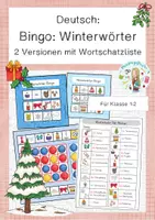 Vorschau - Spiele - Bingo - Winterwörter mit Wortschatzliste (2 Versionen) - Deckblatt