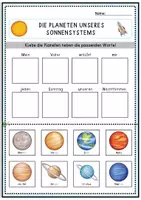 Vorschau - Arbeitsblätter - Schneiden & Kleben Merkspruch - Unser Sonnensystem (Planeten) - Seite 3