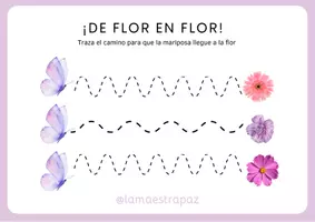 Vista previa - Hojas de trabajo - Cuaderno de Grafomotricidad - trazos con mariposas y flores 🌼 - página 2