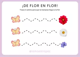 Vista previa - Hojas de trabajo - Cuaderno de Grafomotricidad - trazos con mariposas y flores 🌼 - página 3