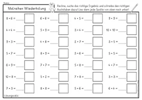 Vorschau - Arbeitsblätter - Kleines Einmaleins Test, Wiederholung, 1x1 - Seite 3