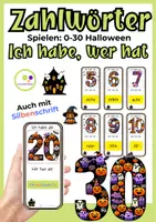 Vorschau - Spiele - Ich habe, wer hat Spiel | Halloween Zahlwörter Zahlenraum - 30 - Deckblatt