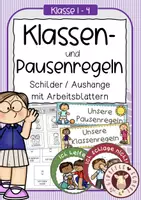 Vorschau - Poster - Klassenregeln & Pausenregeln - Aushänge mit Arbeitsblatt - Deckblatt