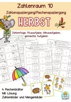 Vorschau - Arbeitsblätter - Mathe Klasse 1, ZR 10 Rechenspaziergang, Zahlenspaziergang Herbst, Rechenblätter - Deckblatt