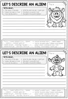 Vista previa - Hojas de trabajo - BODY PARTS - Writing (Let's describe an alien!) - 10 different Aliens (2-times differentiated) - página 2