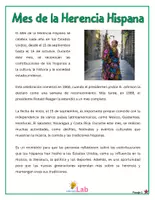Vista previa - Hojas de trabajo - Hispanic Heritage Month | Comprensión Lectora - página 2