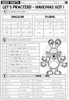 Vista previa - Hojas de trabajo - BODY PARTS - HAVE / HAS GOT (3 Worksheets) - página 1