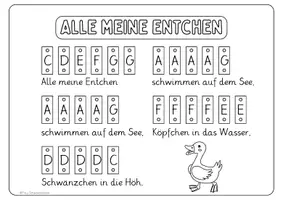 Vorschau - Arbeitsblätter - Kinderlied für Glockenspiel | Alle meine Entchen - Seite 1