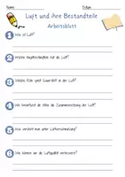 Vorschau - Arbeitsblätter - Luft und ihre Bestandteile Arbeitsblatt DaZ 5. & 6.Klasse Gasgemische Arbeitsblatt mit Lösungen - Seite 1