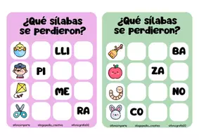 Vista previa - Hojas de trabajo - ¿Qué sílabas se perdieron? - página 3