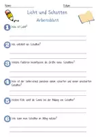 Vorschau - Arbeitsblätter - Licht und Schatten Arbeitsblatt DaZ 5. & 6.Klasse Lichtstrahlen Arbeitsblatt mit Lösungen - Seite 1