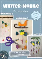 Vorschau - Mal- und Bastelvorlagen - Winter-Mobile zum Selberbasteln ❄️☃️ - Deckblatt