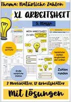 Vorschau - Arbeitsblätter - Arbeitsheft: Natürliche Zahlen mit Lösungen (Runden, große Zahlen) - Deckblatt