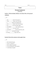 Vorschau - Arbeitsblätter - Grammar - Present Continuous - Tenses - Übungsmaterial oder Klassenarbeit - Seite 1