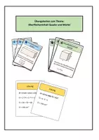 Vorschau - Aufgabenkarten - Übungskarten Oberflächeninhalt Quader und Würfel - Deckblatt
