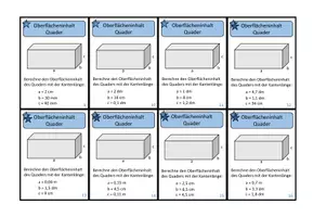Vorschau - Aufgabenkarten - Übungskarten Oberflächeninhalt Quader und Würfel - Seite 3