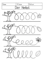 Vorschau - Arbeitsblätter - Schwungübungen Thema Herbst: 🐿🍄🍂 - Deckblatt