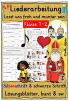 Vorschau - Mal- und Bastelvorlagen - Lasst uns froh und munter sein Liederarbeitung Nikolauslied Klasse 1-2 ARBEITSBLÄTTER - Deckblatt