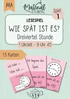 Vorschau - Stationenlernen - Lesespiel „Ich habe… wer hat…“ - Uhr - Dreiviertel Stunde - Spiel 1 „9 Uhr 45“ - Deckblatt