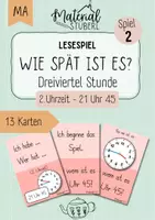 Vorschau - Stationenlernen - Lesespiel „Ich habe… wer hat…“ - Uhr - Dreiviertel Stunde - Spiel 2 „21 Uhr 45“ - Deckblatt