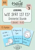 Vorschau - Spiele - Lesespiel „Ich habe… wer hat…“ - Uhr - Dreiviertel Stunde - Spiel 3 „9:45“ - Deckblatt