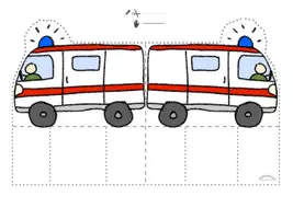 Vorschau - Mal- und Bastelvorlagen - Wimpelkette „FEUERWEHRAUTO; KRANKENWAGEN & FEUER“ - Bunt oder zum Ausmalen (Wimpel, Girlande) - Seite 1