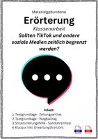 Vorschau - Arbeitsblätter - Klassenarbeiten Deutsch Sek I: Textgebundene Erörterung – 5 Klausuren zu digitalen & gesellschaftlichen Themen (KI, Smartphone, TikTok, Influencer, Hausaufgaben) - Seite 1