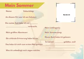 Vorschau - Anderer Materialtyp - Mein Sommer - Steckbrief für mehr Bindung mit deinen SuS - Seite 1