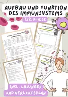Vorschau - Stundenentwürfe - Bestandteile des Immunsystems | Unterrichtsreihe "Immunsystem", inkl. Verlaufsplan | Biologie, 7./8. Klasse | - Deckblatt