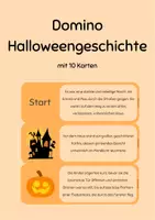 Vorschau - Stationenlernen - Domino Halloweengeschichte / Lesen - Deckblatt