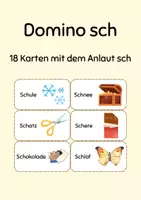 Vorschau - Stationenlernen - Domino sch / Anlaut sch / sch lesen - Deckblatt