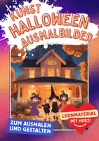 Vorschau - Arbeitsblätter - Halloween Kunst Türdeko designen ausmalen - Deckblatt