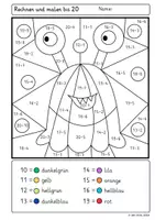 Vorschau - Arbeitsblätter - Zehnerübergang Rechenmalblätter Monster – Addition & Subtraktion bis 20 (Klasse 1/2) - Seite 3