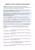 Vorschau - Arbeitsblätter - Terme und Variable - Deckblatt