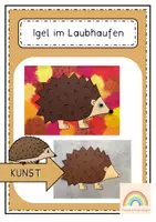 Vorschau - Mal- und Bastelvorlagen - Igel im Laubhaufen - Kunstunterricht - Deckblatt