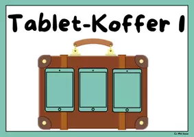Vorschau - Stationenlernen - Tablet-Koffer 1 grün, Plakat - Deckblatt