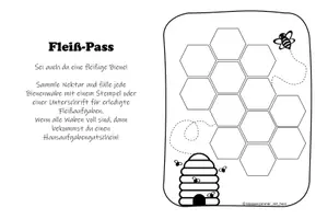 Vorschau - Stationenlernen - Fleißarbeit-Sammelpass; fleißige Biene; Belohnung - Deckblatt