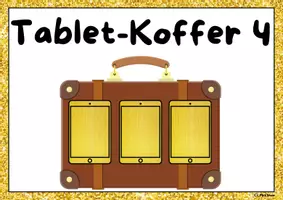 Vorschau - Stationenlernen - Tablet-Koffer 4 gold, Plakat - Deckblatt