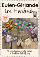 Vorschau - Mal- und Bastelvorlagen - Herbst Eulen-Girlande "HERBST" - Deckblatt