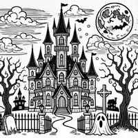 Vorschau - Mal- und Bastelvorlagen - Ausmalbilder zu Hallowen (4 Motive) - kindgerecht - Seite 1