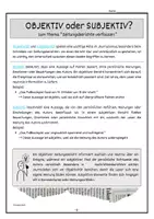 Vorschau - Arbeitsblätter - OBJEKTIV oder SUBJEKTIV? 🗞️ - Erklärung und Übungen (Thema: Zeitungsbericht) - Seite 1
