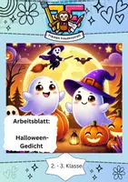 Vorschau - Arbeitsblätter - Arbeitsblatt: Halloween-Gedicht – Lesen und Verstehen 🎃✍️ (Reime erkennen, Fragen zum Leseverständnis, Nomen, Verben und Adjektive finden, Wahr- oder Falsch-Fragen) - Deckblatt