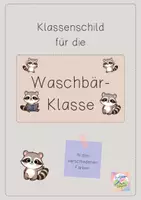 Vorschau - Poster - Klassenschild für deine Waschbär-Klasse - Deckblatt