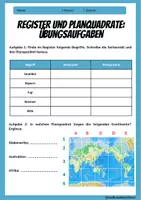 Vorschau - Arbeitsblätter - KARTENARBEIT IM ATLAS: PLANQUADRATE und REGISTER - Anleitung und Übungsaufgaben - Erdkunde für die Sek 1 - Seite 2