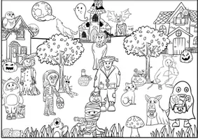 Vorschau - Spiele - Wimmelbild Halloween, Bildkarten Wortkarten Arbeitsblätter - Seite 2